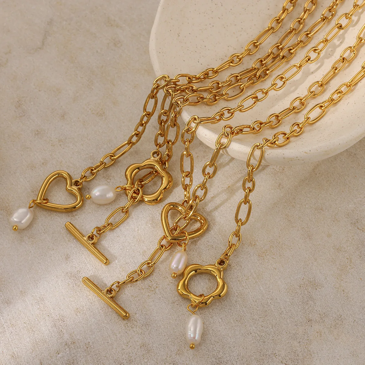 Sweet Romantic Heart Flower Pendants Bracelet Necklace Stainless Steel Gold Plated Imitation Pearl Women's OT Clasp Jewelry sets
Sweet Romantic Heart Flower Pendants Bracelet Necklace Stainless Steel Gold Plated Imitation Pearl Women's OT Clasp Jewelry sets