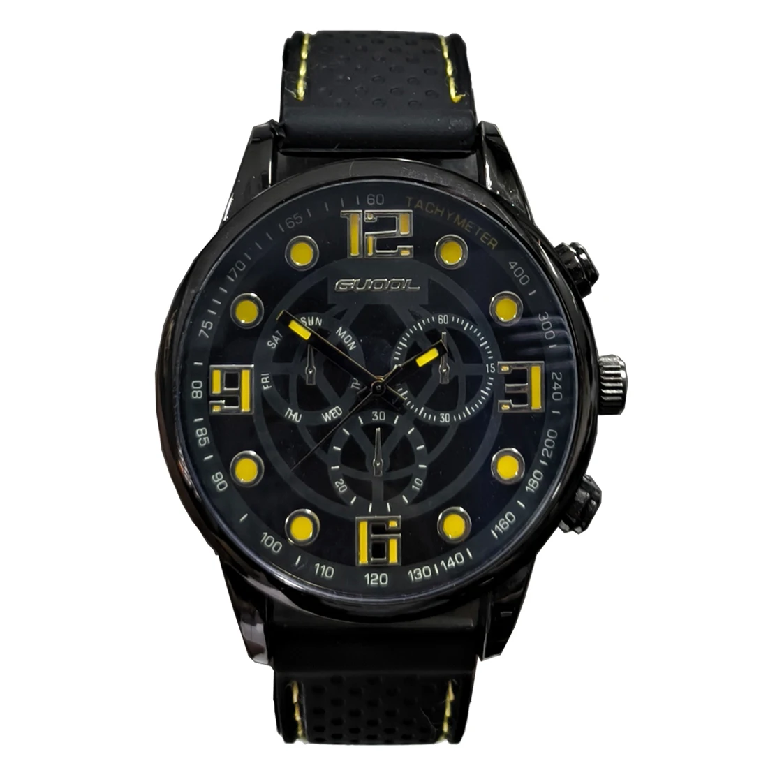 Trendy Men Round Dial Watch Black Bezel Black Red Dial Leather Band Decorative Multi-Eye Analog Quartz Wristwatch Waterproof Cas
Trendy Men Round Dial Watch Black Bezel Black Red Dial Leather Band Decorative Multi-Eye Analog Quartz Wristwatch Waterproof Cas