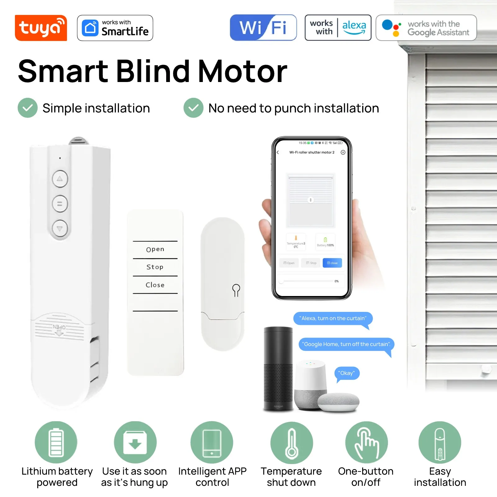 Tuya Smart USB Electric Curtain Motor W/Remote&External WiFi Gateway,Low Power Design,Supports App,Remote,Alexa and Google Home
Tuya Smart USB Electric Curtain Motor W/Remote&External WiFi Gateway,Low Power Design,Supports App,Remote,Alexa and Google Home
