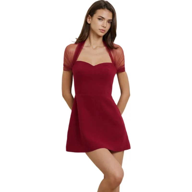 Fashion Sexy Tulle Shawl Short Sleeve Mini Dress Sweetheart Neck High Waist Bodycon Dresses Celebrate Evening Party Club Gowns
Fashion Sexy Tulle Shawl Short Sleeve Mini Dress Sweetheart Neck High Waist Bodycon Dresses Celebrate Evening Party Club Gowns