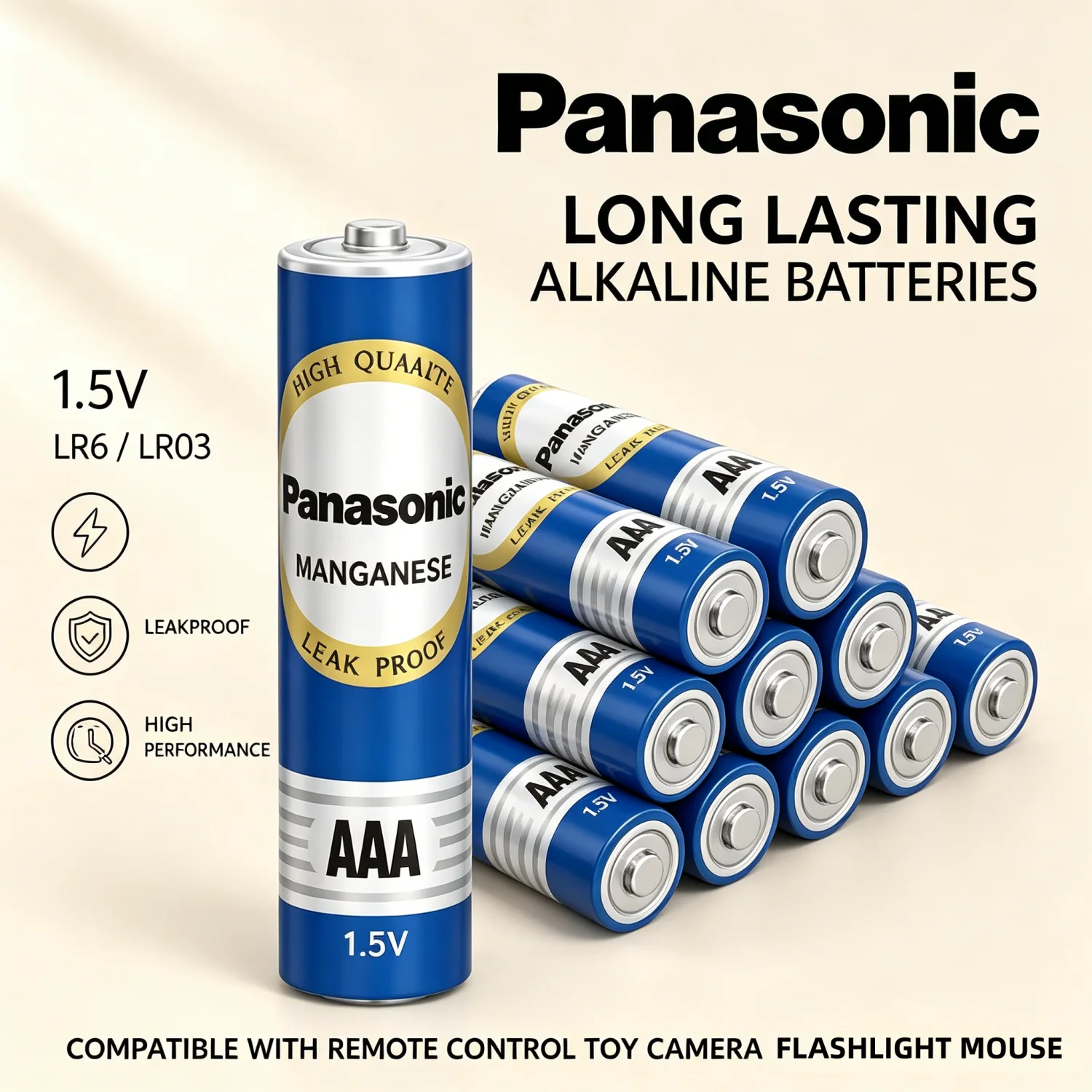 Original Panasonic AA AAA LR6 LR03 1.5V Alkaline Batteries Long Lasting Leakproof For Remote Control Toy Camera Flashlight Mouse
Original Panasonic AA AAA LR6 LR03 1.5V Alkaline Batteries Long Lasting Leakproof For Remote Control Toy Camera Flashlight Mouse