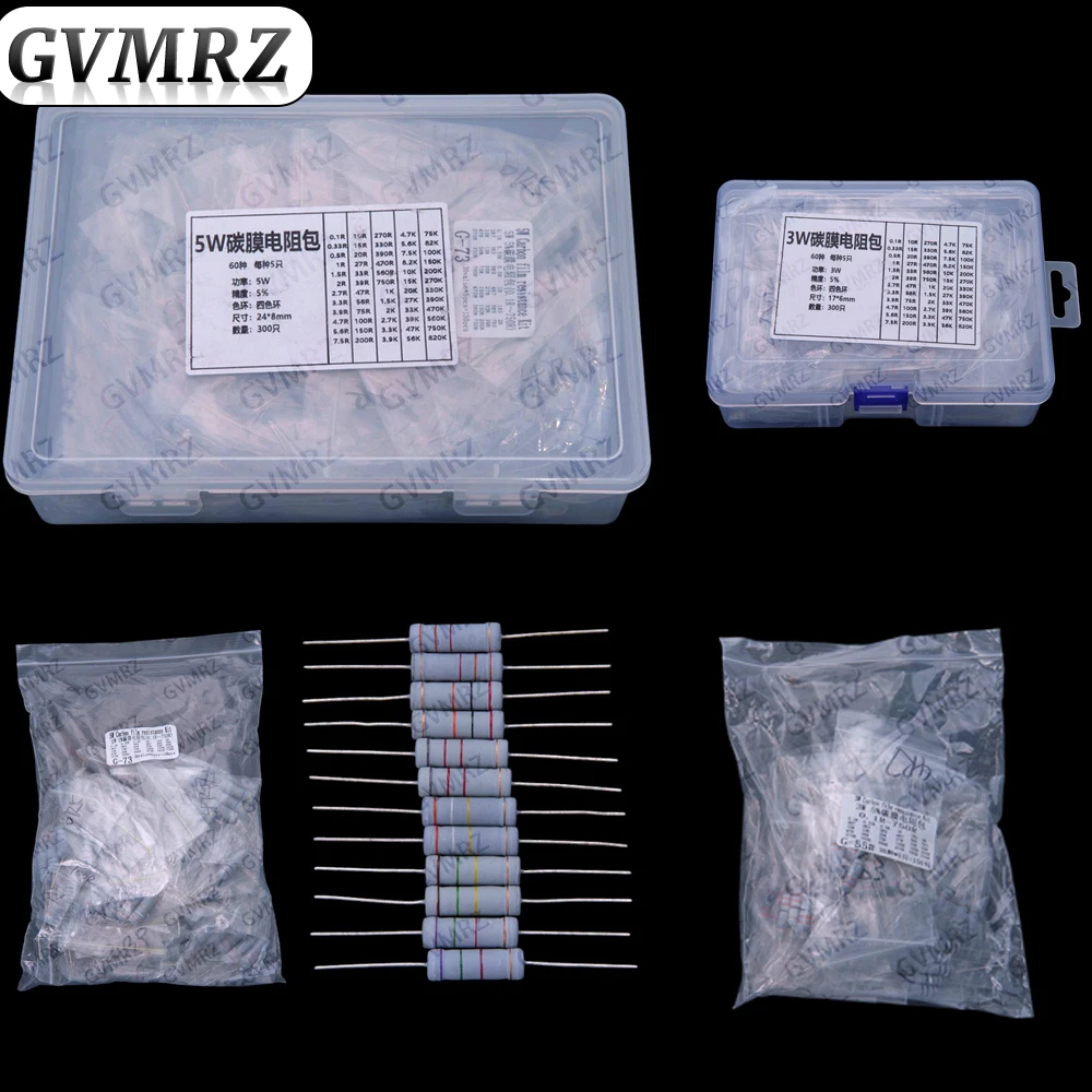 60Values 1W 2W 3W 5W 5% Carbon film resistors kit dip 0.1R 100R 200R 300R 1K 2K 3K Resistor 3W 5W 0.1R-3K
60Values 1W 2W 3W 5W 5% Carbon film resistors kit dip 0.1R 100R 200R 300R 1K 2K 3K Resistor 3W 5W 0.1R-3K