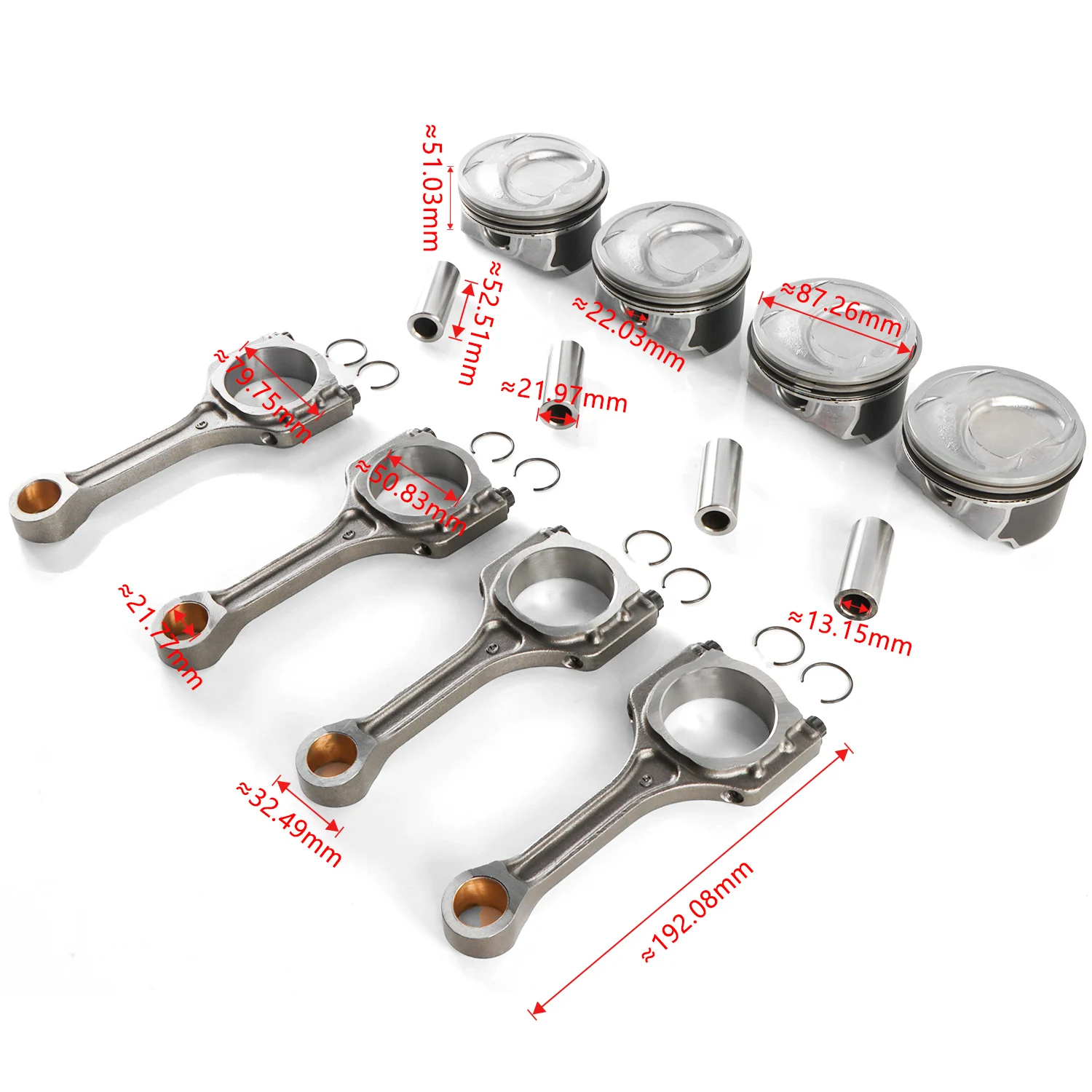 4 Sets 235102G500 23510-2GGA0 23510-2G540 23510-2G520 Connecting Rods Pistons for 11-13 Hyundai Sonata Kia Sorento Optima 2.4L
4 Sets 235102G500 23510-2GGA0 23510-2G540 23510-2G520 Connecting Rods Pistons for 11-13 Hyundai Sonata Kia Sorento Optima 2.4L