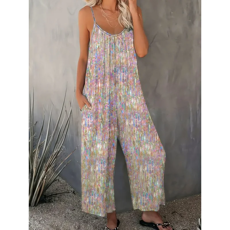 Creative printed sleeveless suspender jumpsuit for women, perfect for autumn and winter, a casual street style.
Creative printed sleeveless suspender jumpsuit for women, perfect for autumn and winter, a casual street style.