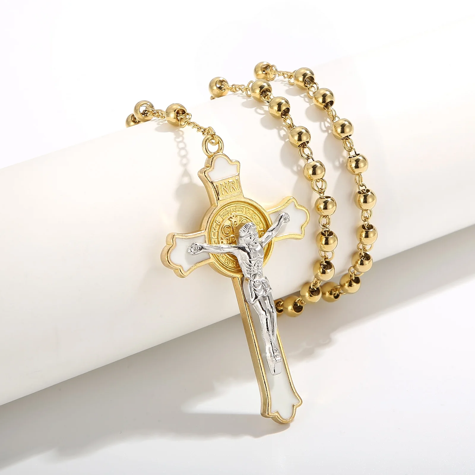 Stainless Steel Round Bead Rosary Cross Jesus Necklace For Women Men Fashion Pendant Necklaces Christian Faith Jewelry Gift
Stainless Steel Round Bead Rosary Cross Jesus Necklace For Women Men Fashion Pendant Necklaces Christian Faith Jewelry Gift