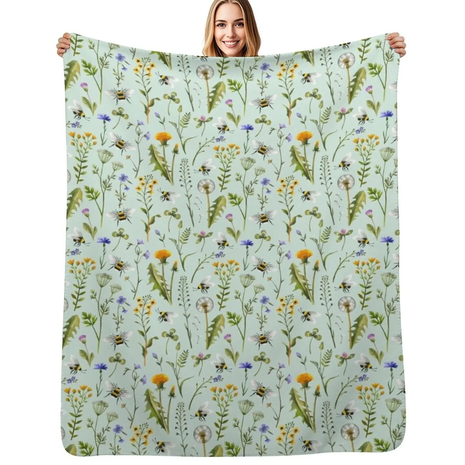 Bees and wildflowers on mint Throw Blanket Soft Plaid Decorative Sofa Designers Luxury Thicken Blankets
Bees and wildflowers on mint Throw Blanket Soft Plaid Decorative Sofa Designers Luxury Thicken Blankets