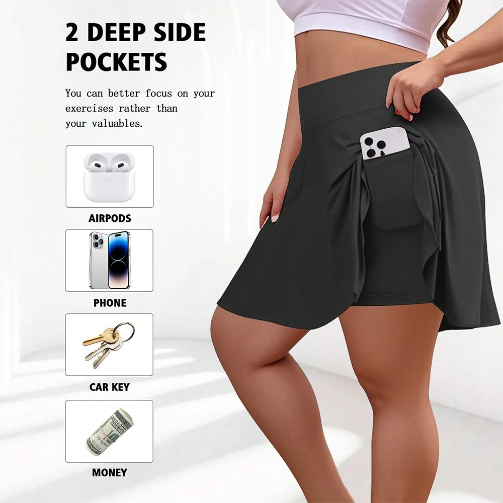 Women's High Waist Pleated Mini Skirt Solid Color Summer Casual Light Four Way Stretch Short Skirt with Pockets Black
Women's High Waist Pleated Mini Skirt Solid Color Summer Casual Light Four Way Stretch Short Skirt with Pockets Black