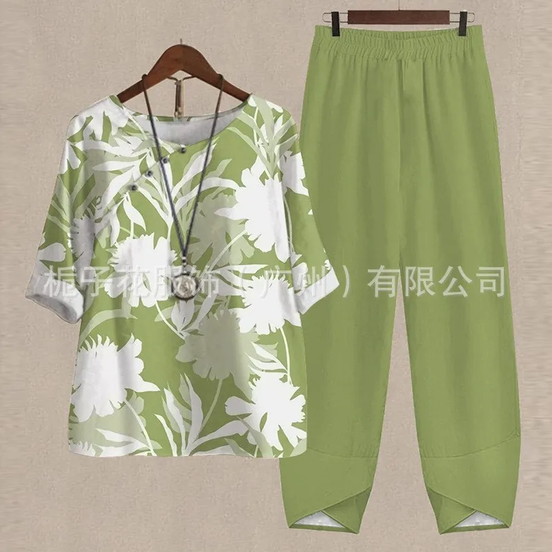 Summer Casual Two Piece Sets Women Loose Short Sleeve T-Shirt High Waist Pants Print Outfits Ladies Elegant Vintage top Pantsuit
Summer Casual Two Piece Sets Women Loose Short Sleeve T-Shirt High Waist Pants Print Outfits Ladies Elegant Vintage top Pantsuit