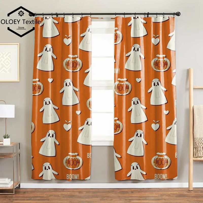 Cute Spooky Halloween Curtains - Cartoon Ghost Pumpkin Digital Print Blackout Drapes for Kids Party Room
Cute Spooky Halloween Curtains - Cartoon Ghost Pumpkin Digital Print Blackout Drapes for Kids Party Room