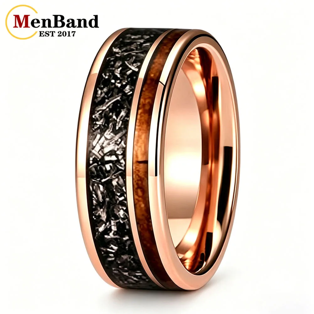 New 8MM Men and Women Marriage Tungsten Ring Inlaid Whiskey Barrel Wood & Silver Aluminum foil & Meteorite,Couple Promise Ring
New 8MM Men and Women Marriage Tungsten Ring Inlaid Whiskey Barrel Wood & Silver Aluminum foil & Meteorite,Couple Promise Ring