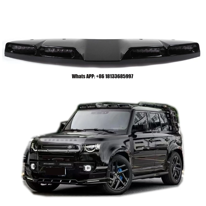 Glossy Black Car Front Spoiler for Defender 90 110 Front Wings Spoiler With 4 LED Style Defender Roof Spoiler Car Accessories
Glossy Black Car Front Spoiler for Defender 90 110 Front Wings Spoiler With 4 LED Style Defender Roof Spoiler Car Accessories