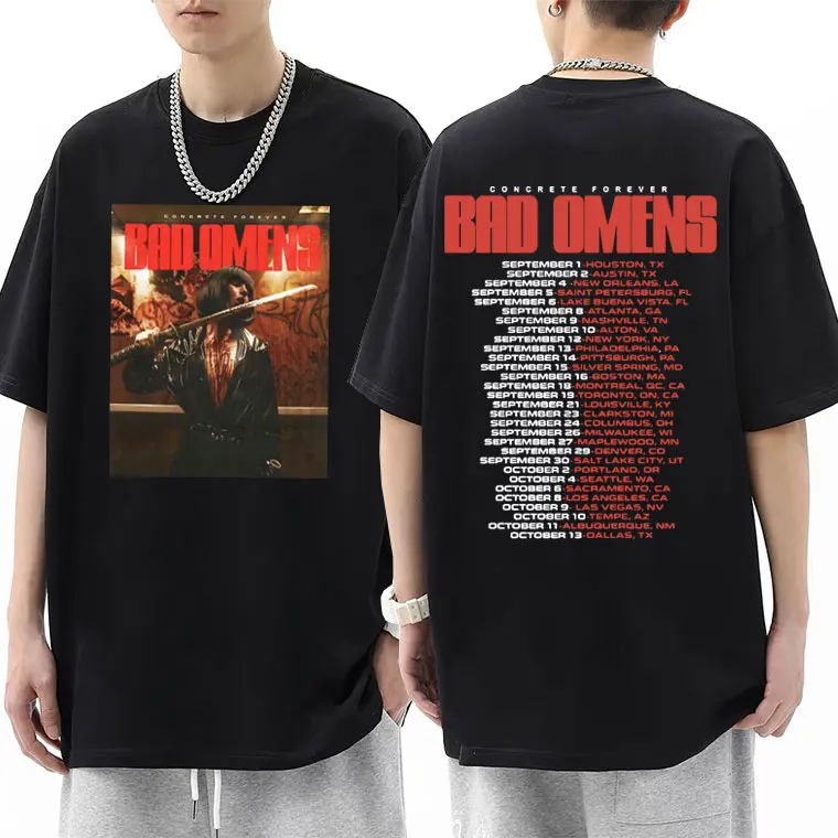 Best Famous America Rock Band Bad Omens Concrete Forever Graphic Tshirt Men Women Gothic Oversized Tees Male 100% Cotton T-shirt
Best Famous America Rock Band Bad Omens Concrete Forever Graphic Tshirt Men Women Gothic Oversized Tees Male 100% Cotton T-shirt