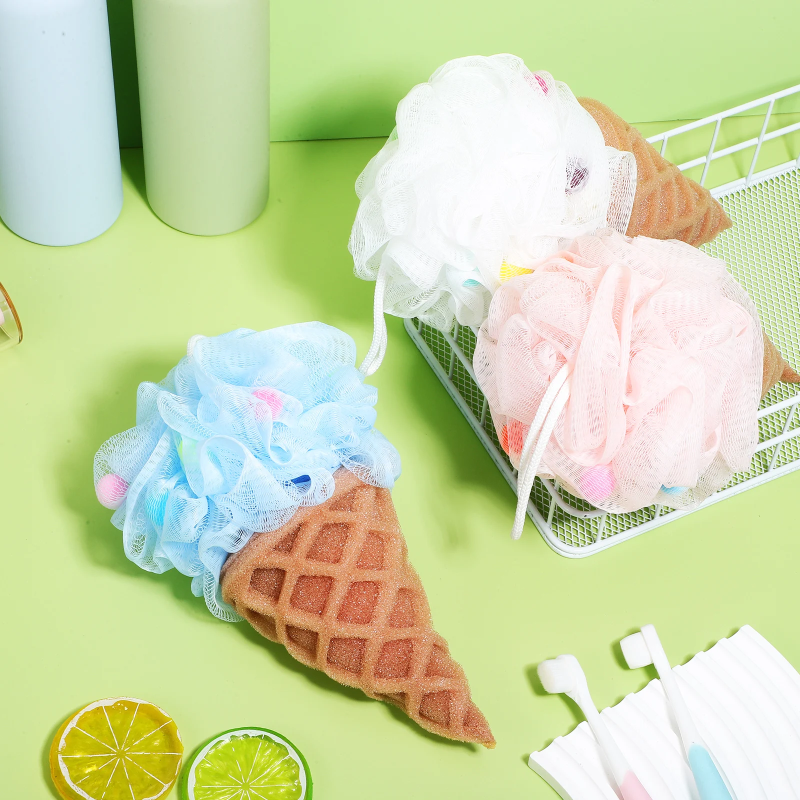3 pcs Ice Cream Bath Kids Loofah Sponge Cartoon Design Rich Foam Soft Comfortable Lasting Hanging Rope Included Shower
3 pcs Ice Cream Bath Kids Loofah Sponge Cartoon Design Rich Foam Soft Comfortable Lasting Hanging Rope Included Shower