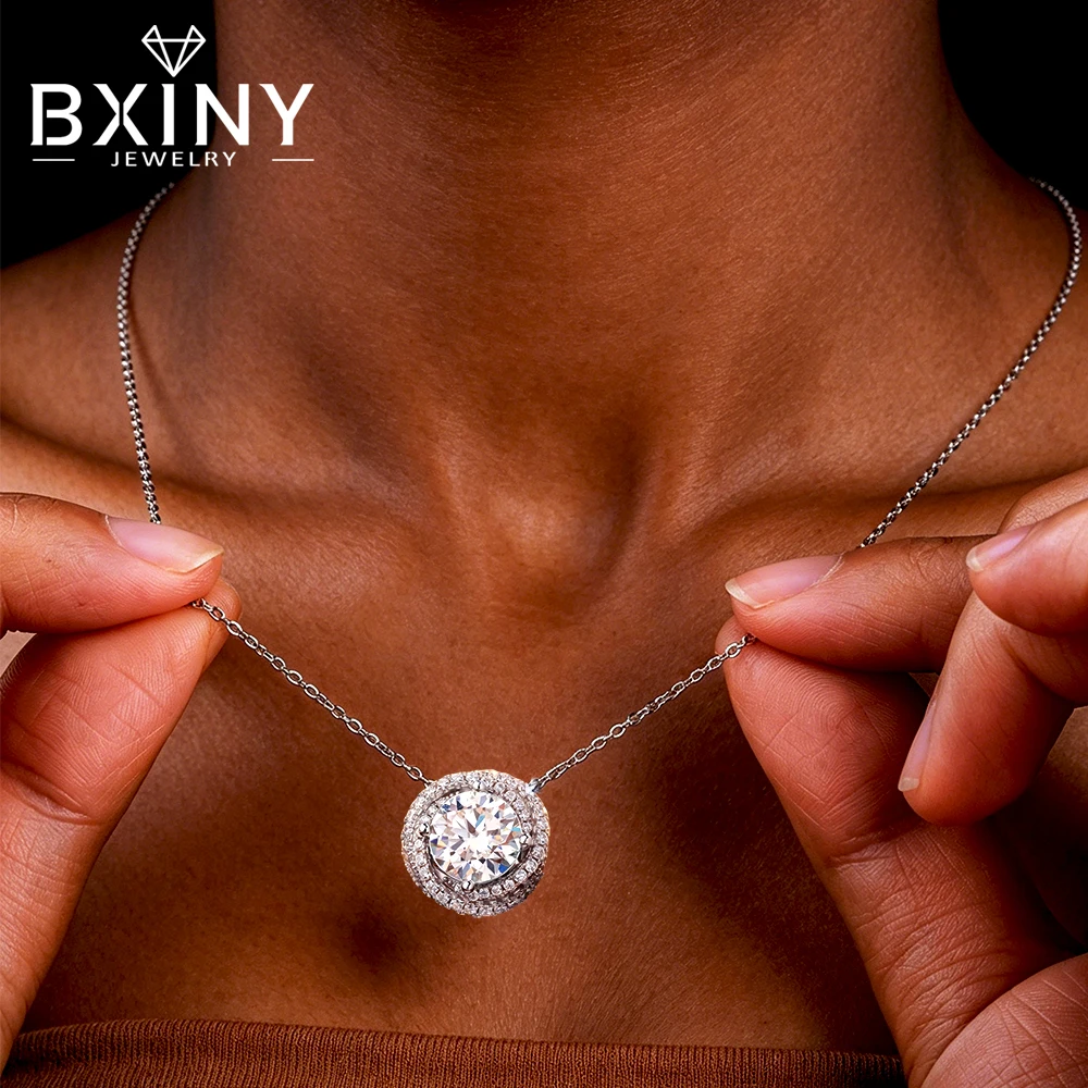 BXINY Luxury 2CT Moissanite Pendant Necklace Pure S925 Silver For Women Halo Diamond Chain Engagement Wedding Gifts Jewelry Sets
BXINY Luxury 2CT Moissanite Pendant Necklace Pure S925 Silver For Women Halo Diamond Chain Engagement Wedding Gifts Jewelry Sets