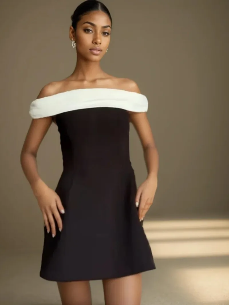Fashion Party Mini Slim Dress for Women Elegant 2025 Spring New Women's Strapless Stitching Shoulder Short Dress Vestidos
Fashion Party Mini Slim Dress for Women Elegant 2025 Spring New Women's Strapless Stitching Shoulder Short Dress Vestidos