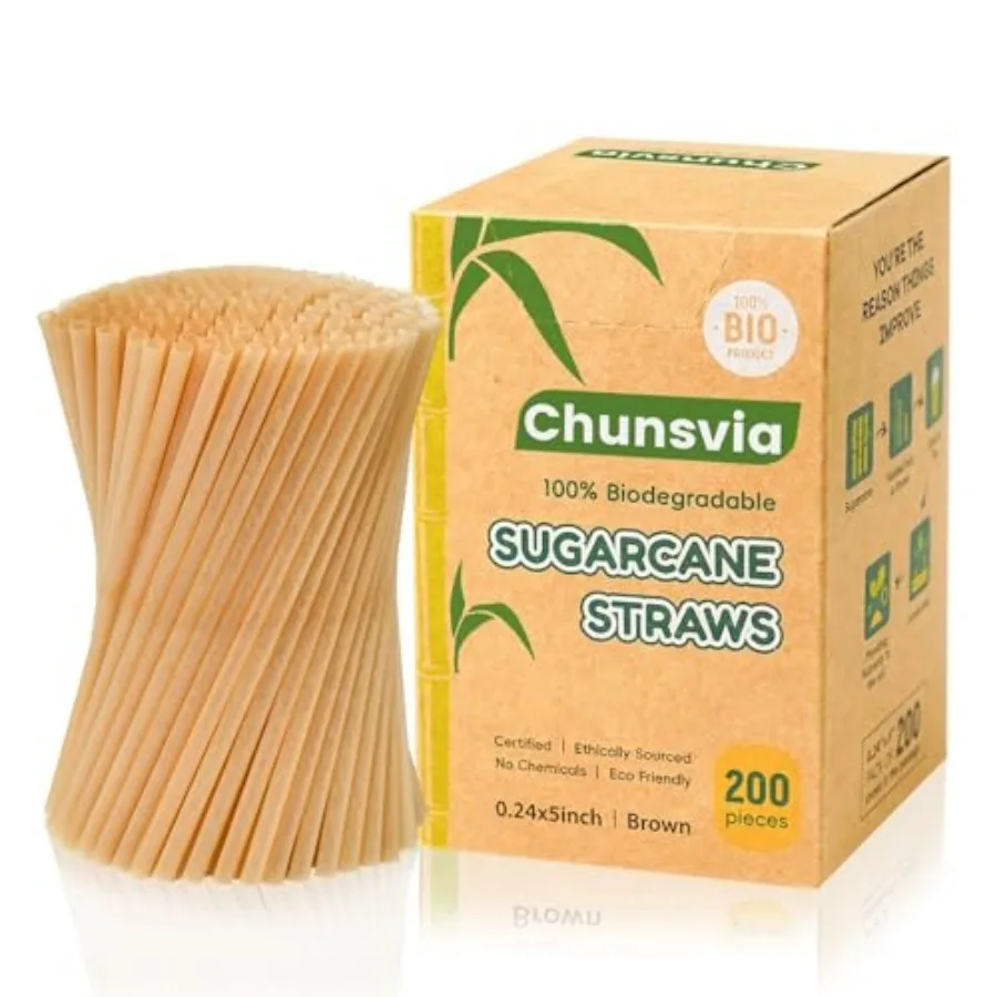 200 Pack Short Sugarcane Straws, 5 Inch Compostable Cocktail Straws, Stirrer Straws for Cold Drinks, Party, Bars - Sturdy Plast
200 Pack Short Sugarcane Straws, 5 Inch Compostable Cocktail Straws, Stirrer Straws for Cold Drinks, Party, Bars - Sturdy Plast