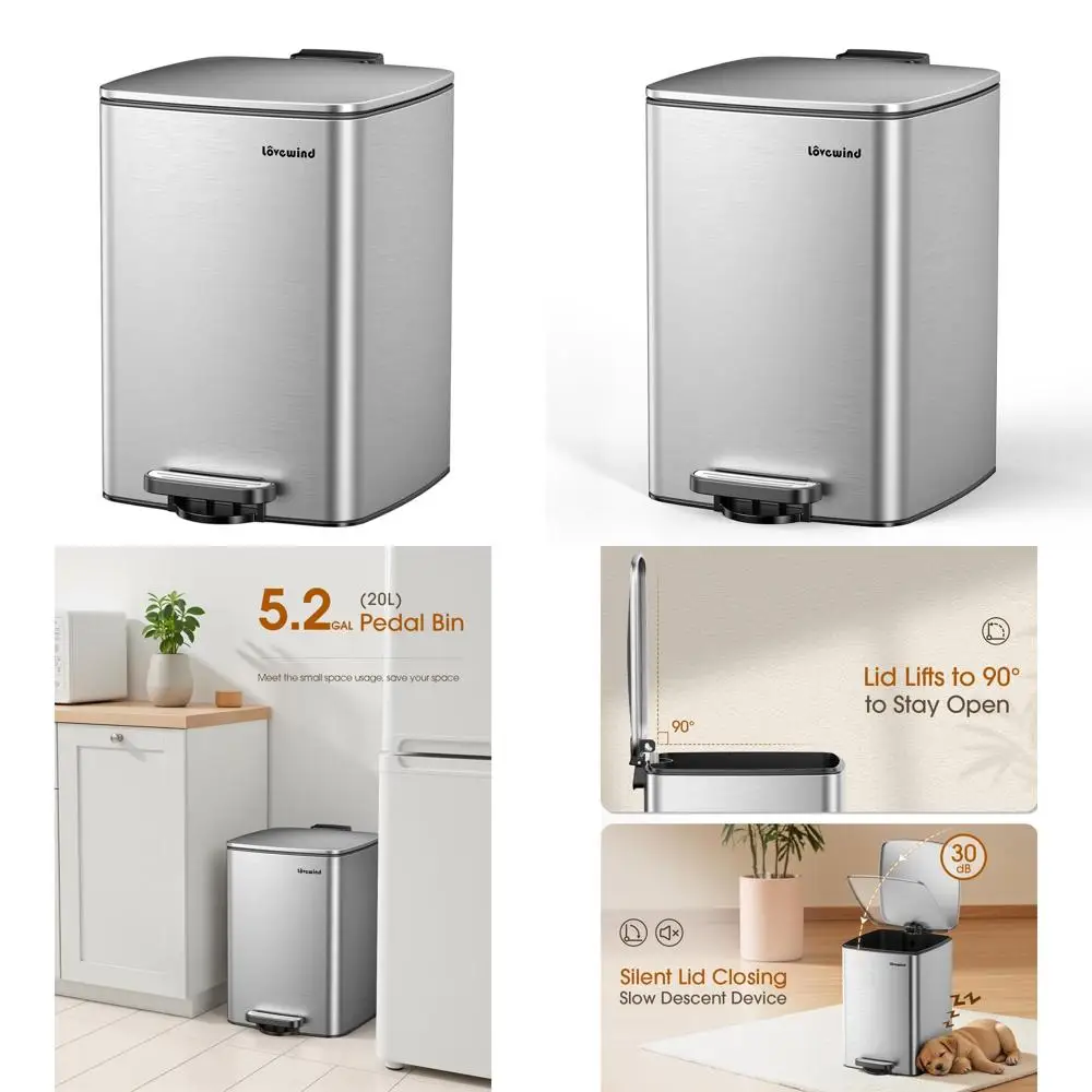 Бак для мусора из матовой нержавеющей стали, 20 л, с мягкой крышкой для кухни, спальни и офиса
Бак для мусора из матовой нержавеющей стали, 20 л, с мягкой крышкой для кухни, спальни и офиса