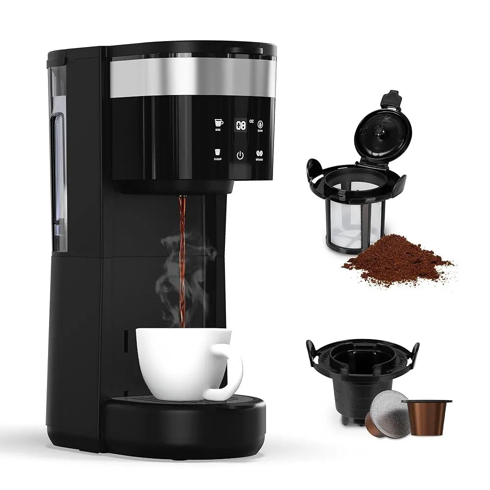 Compact Single Serve Coffee Maker With Self-Cleaning, 6 To 14 Oz Cup Size Coffee Hine For K Pod And Ground Coffee, Slim Single
Compact Single Serve Coffee Maker With Self-Cleaning, 6 To 14 Oz Cup Size Coffee Hine For K Pod And Ground Coffee, Slim Single