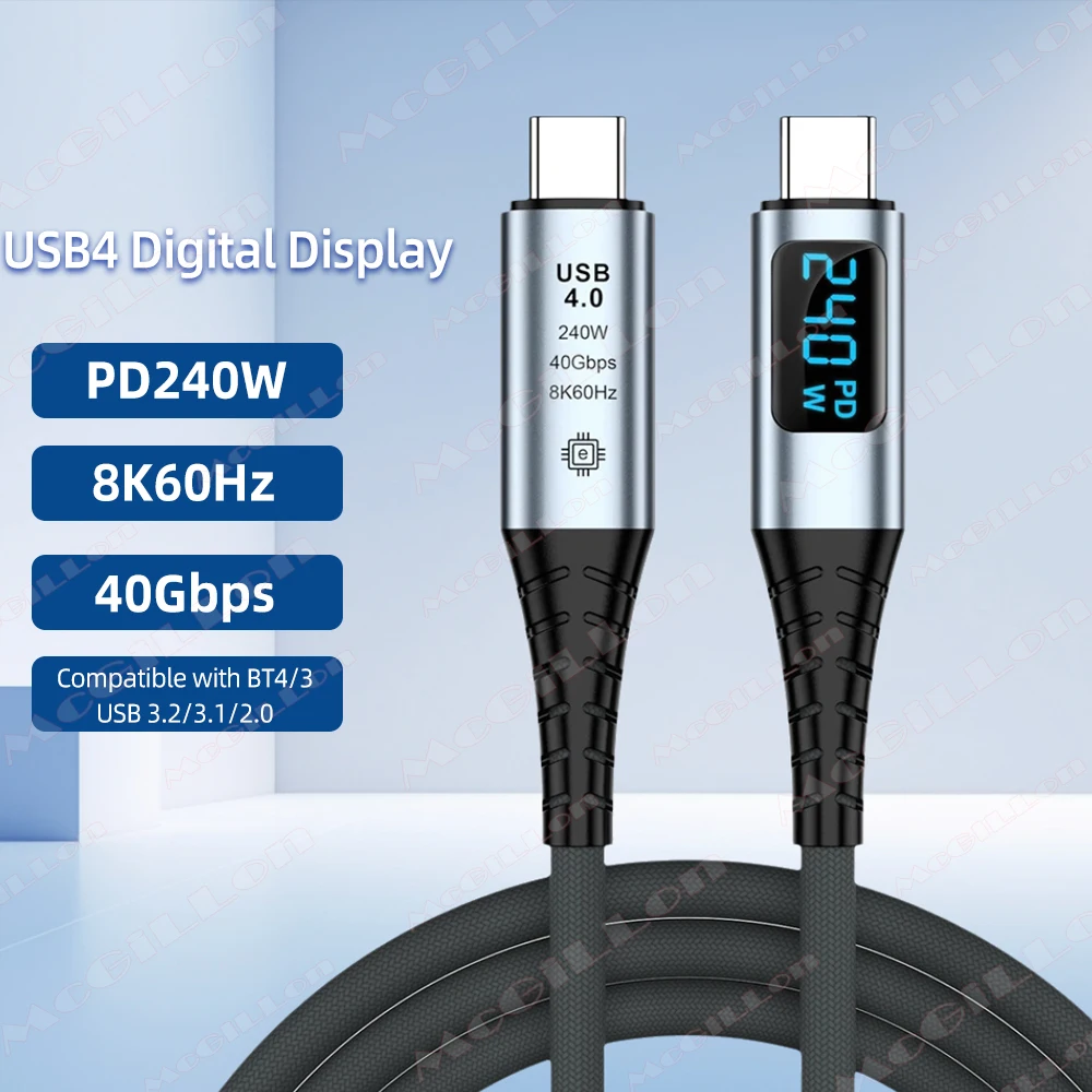 Кабель USB4.0 с цифровым дисплеем PD 240W, 8K@60Hz, Type-C - Type-C, для быстрой зарядки и передачи данных, совместим с iPhone, Huawei, iPad, ноутбуками
Кабель USB4.0 с цифровым дисплеем PD 240W, 8K@60Hz, Type-C - Type-C, для быстрой зарядки и передачи данных, совместим с iPhone, Huawei, iPad, ноутбуками