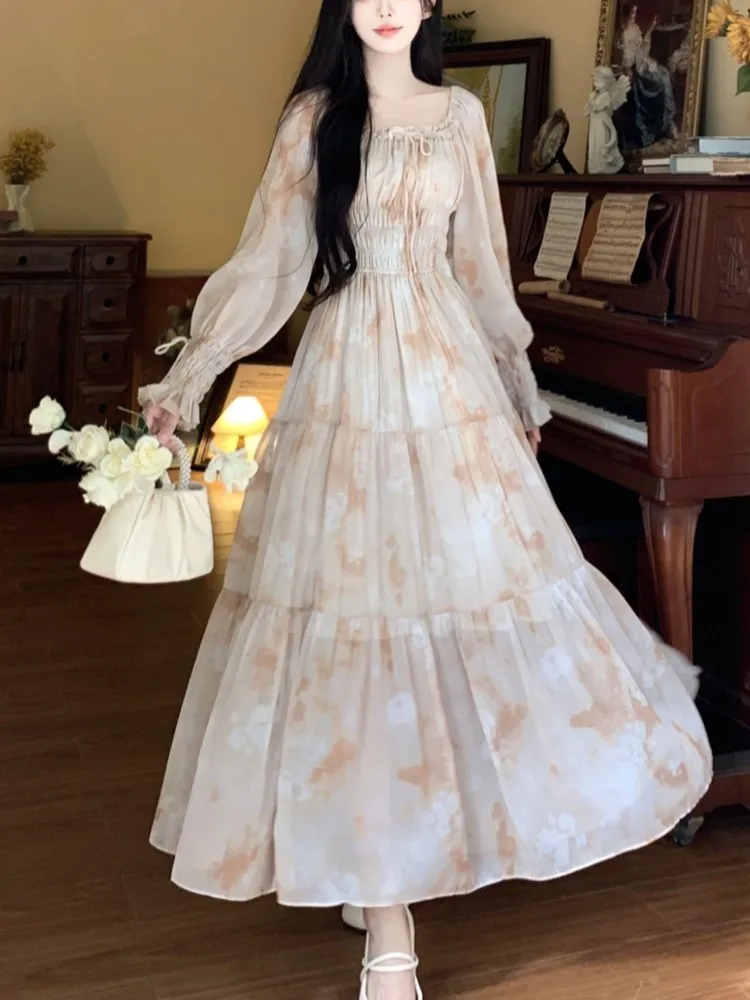 Elegant Long Sleeve Print Dress For Women Square Collar Princess Evening Dresses Femme One Piece Casual Vestido Mujer Summer New
Elegant Long Sleeve Print Dress For Women Square Collar Princess Evening Dresses Femme One Piece Casual Vestido Mujer Summer New