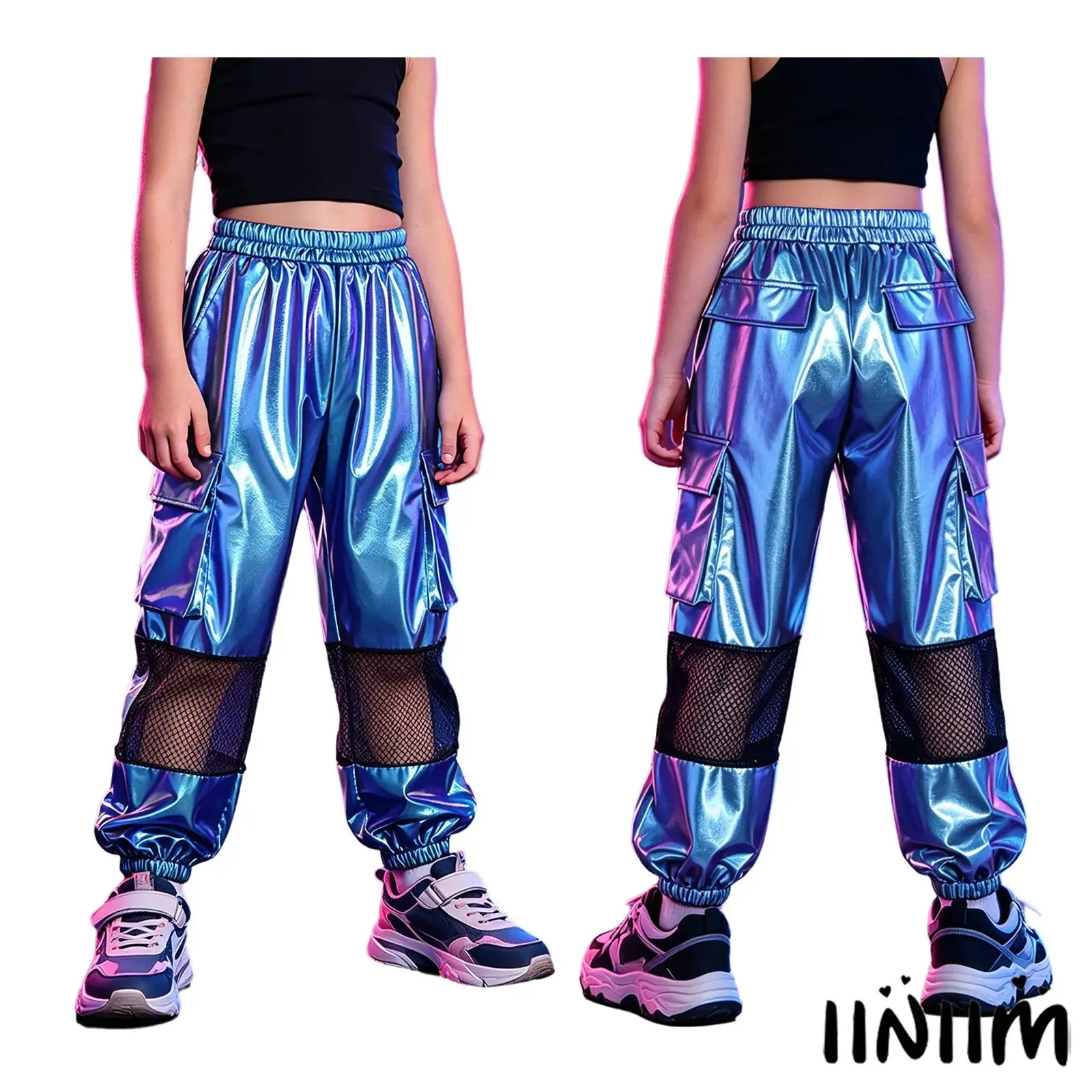 Kids Girls Hip Hop Dance Cargo Pants Metallic Hollow Out Mesh Patchwork Sparkly Trousers with Pockets for Jazz Street Dance Wear
Kids Girls Hip Hop Dance Cargo Pants Metallic Hollow Out Mesh Patchwork Sparkly Trousers with Pockets for Jazz Street Dance Wear