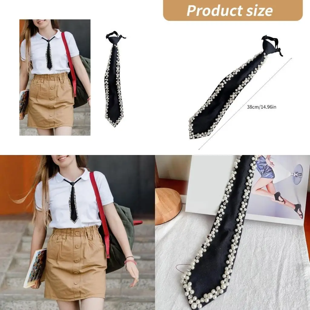 R1WE Шелковый галстук с жемчугом и стразами, украшенный регулируемой длиной, предварительно завязанный галстук, аксессуары для
R1WE Шелковый галстук с жемчугом и стразами, украшенный регулируемой длиной, предварительно завязанный галстук, аксессуары для