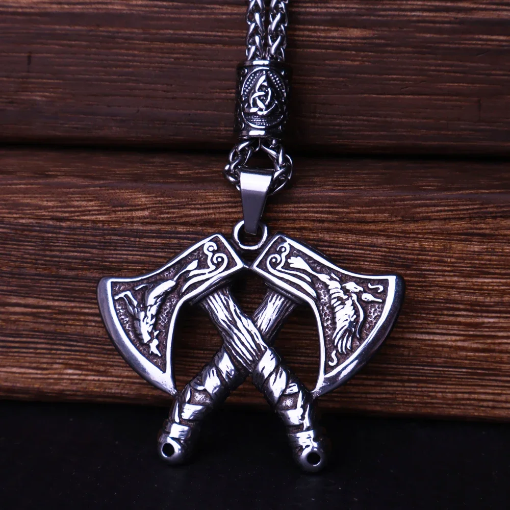 Vintage Viking Ax Pendant Necklace Men Fashion Biker Norwegian Viking Stainless Steel Amulet Necklace Charm Jewelry Wholesale
Vintage Viking Ax Pendant Necklace Men Fashion Biker Norwegian Viking Stainless Steel Amulet Necklace Charm Jewelry Wholesale
