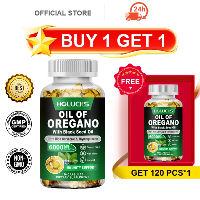 Buy 1 Get 1 Free! Oregano Oil & Black Seed Oil Supplement, Supports Immune System, Digestive Comfort, Antioxidant & Daily Energy
Buy 1 Get 1 Free! Oregano Oil & Black Seed Oil Supplement, Supports Immune System, Digestive Comfort, Antioxidant & Daily Energy