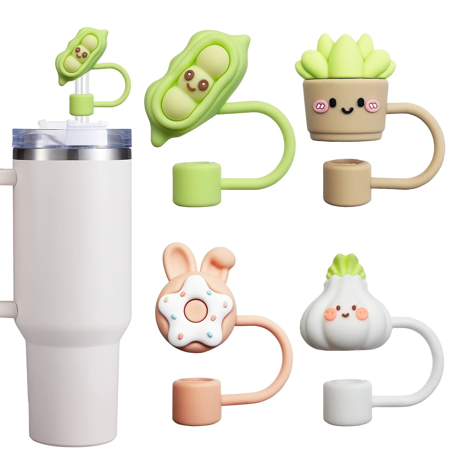4pcs Cute Animal & Plant Straw Tips - Reusable, Dustproof Covers for Party Cups, Decorative Accessories (Green Pea Pods, Succulent Plants, Donut, Rabbit Designs)
4pcs Cute Animal & Plant Straw Tips - Reusable, Dustproof Covers for Party Cups, Decorative Accessories (Green Pea Pods, Succulent Plants, Donut, Rabbit Designs)