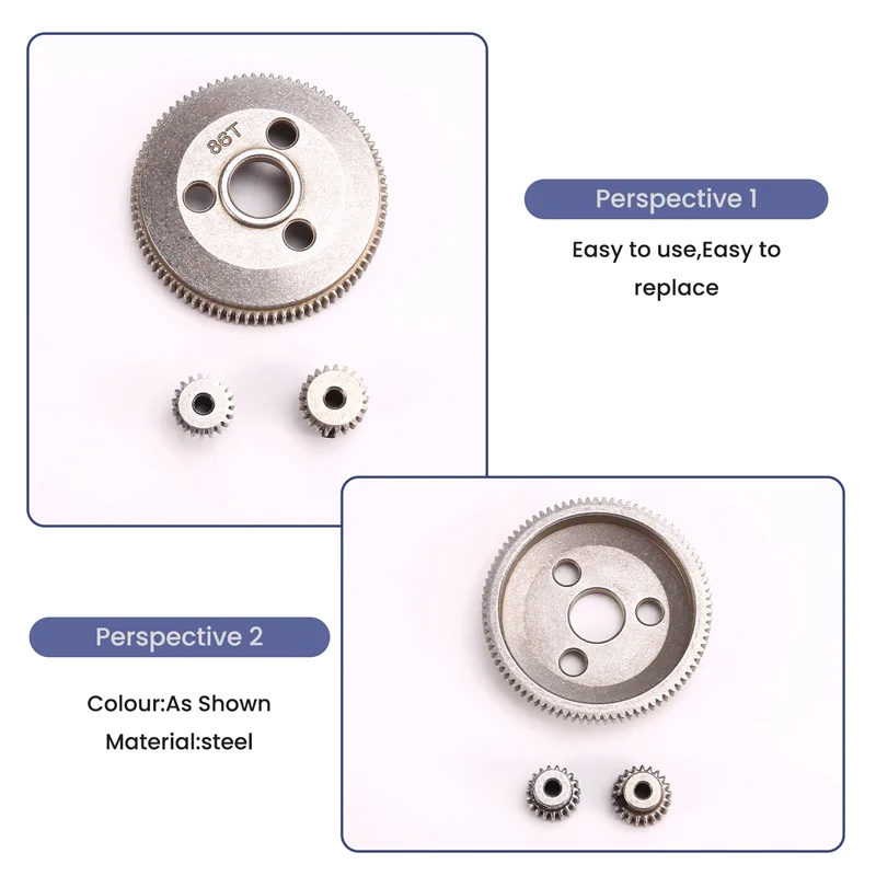 WOWFU-Metal Steel 48P 86T Spur Gear For 1/10 2WD Slash/Rustler Stampede With 19T 21T Pinion Gear Sets Replace 4686
WOWFU-Metal Steel 48P 86T Spur Gear For 1/10 2WD Slash/Rustler Stampede With 19T 21T Pinion Gear Sets Replace 4686