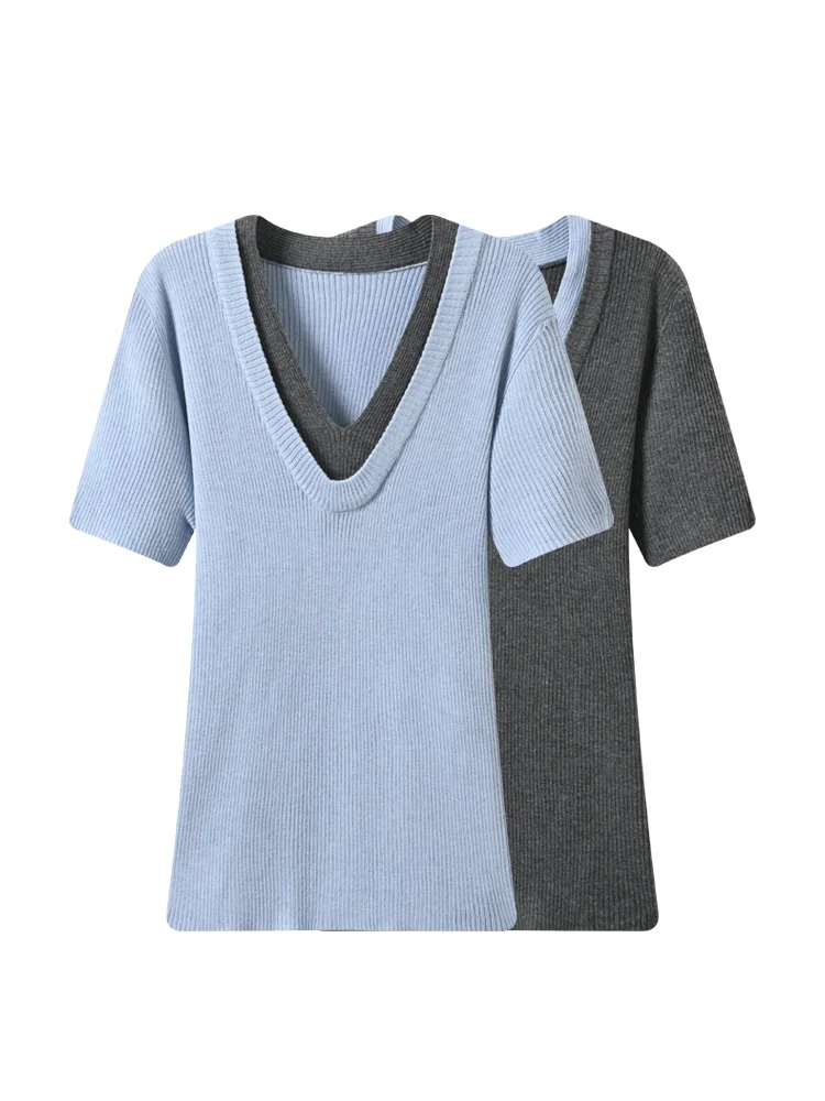 plus Size Short Sleeve T-Shirt Women Summer New Style Padded Fake Two-Piece Knitted Top for Plump Sister Casual Loose Fit U-Neck
plus Size Short Sleeve T-Shirt Women Summer New Style Padded Fake Two-Piece Knitted Top for Plump Sister Casual Loose Fit U-Neck