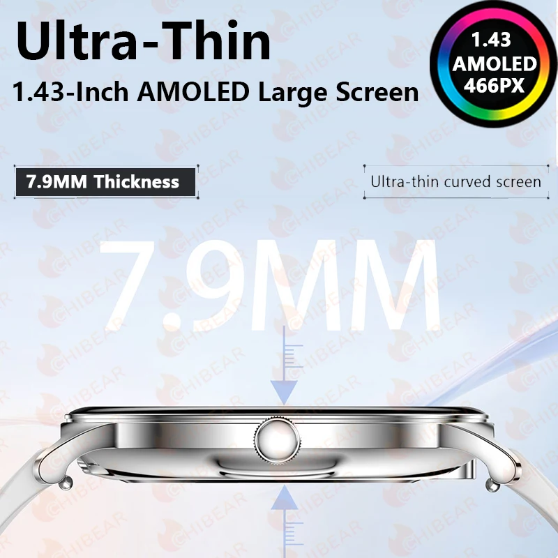 7.9 mm Ultra Thin Smart Watch Men Women 1.43" AMOLED 360*360 HD Pixel Display Always Show Time Call Reminder Smartwatch Ladies
7.9 mm Ultra Thin Smart Watch Men Women 1.43" AMOLED 360*360 HD Pixel Display Always Show Time Call Reminder Smartwatch Ladies