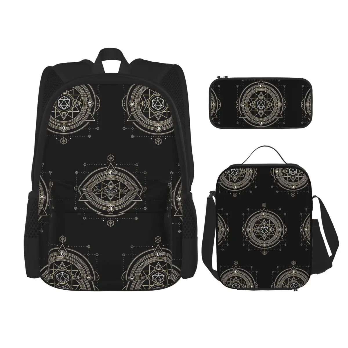 Polyhedral D20 Dice Sacred Symbol Of The Occulti Backpacks Students School Bags Kids Rucksack Lunch Bag Pen Bag Three-Piece Set
Polyhedral D20 Dice Sacred Symbol Of The Occulti Backpacks Students School Bags Kids Rucksack Lunch Bag Pen Bag Three-Piece Set