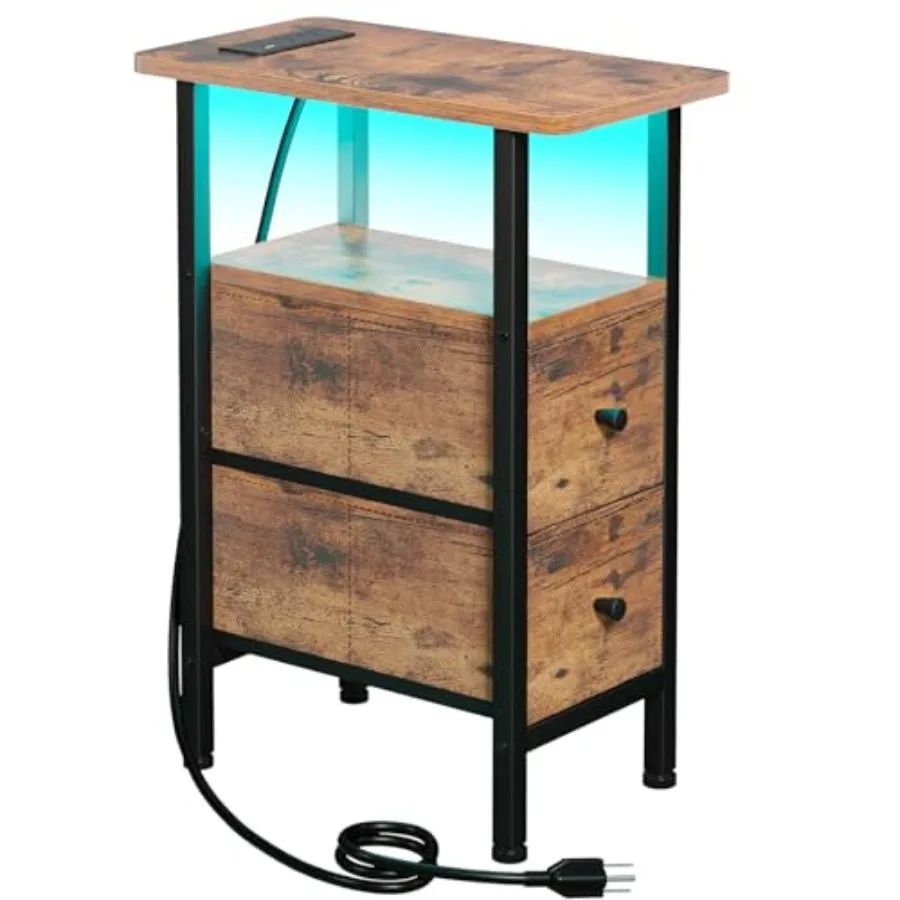 Narrow End Table Living Room with Charging Station, Skinny Side Table with Fabric Drawers, Slim LED Nightstand for Bedroom, Sma
Narrow End Table Living Room with Charging Station, Skinny Side Table with Fabric Drawers, Slim LED Nightstand for Bedroom, Sma