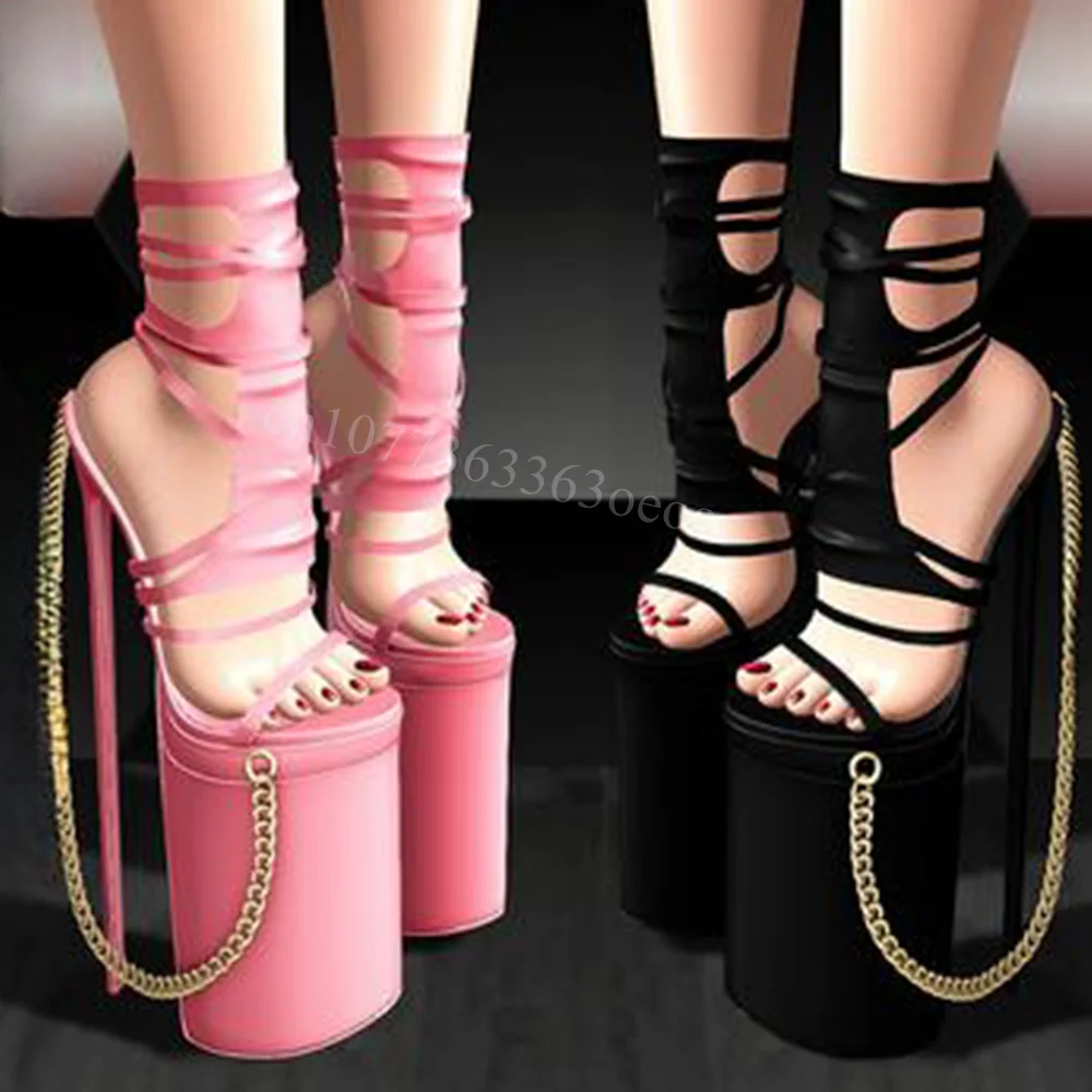 Chain Decor Platform Extremely High Sandals Thin High Heels Shoe for Women Patent Leather Fashion Shoes 2024 Zapatos Para Mujere
Chain Decor Platform Extremely High Sandals Thin High Heels Shoe for Women Patent Leather Fashion Shoes 2024 Zapatos Para Mujere