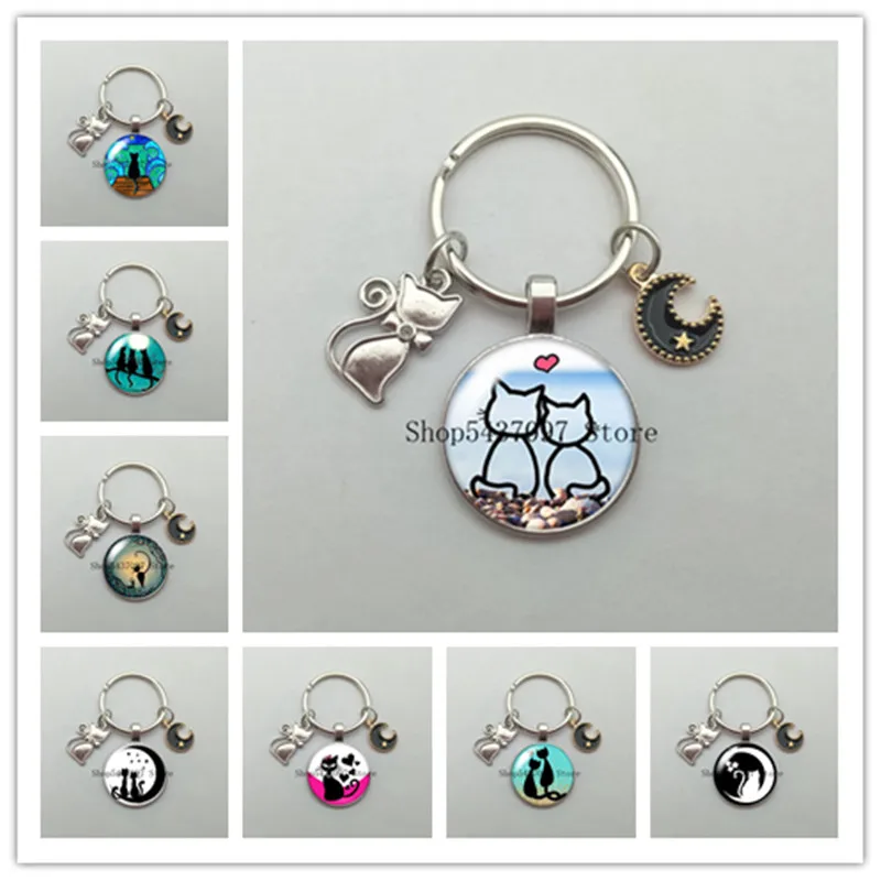 Creative Cute Cat Pendant Keychain Glass Round Animal Pattern Key Ring Gift Men Women Fashion Jewelry Chain
Creative Cute Cat Pendant Keychain Glass Round Animal Pattern Key Ring Gift Men Women Fashion Jewelry Chain