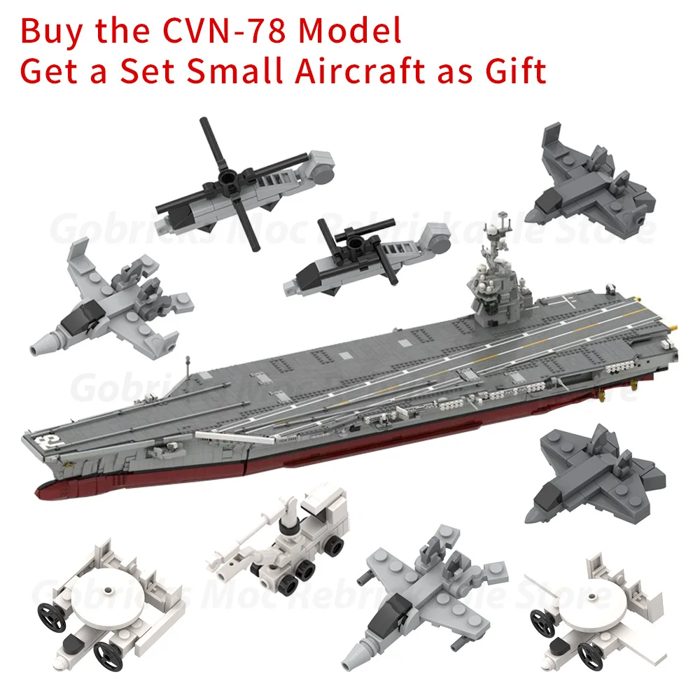 Gobricks MOC CVN-78 Gerald R. Ford Bricks Модель 1:300 Navy Air Carrier USS (CVN-78) Navy Warship Строительные блоки Игрушка в подарок Juguet
Gobricks MOC CVN-78 Gerald R. Ford Bricks Модель 1:300 Navy Air Carrier USS (CVN-78) Navy Warship Строительные блоки Игрушка в подарок Juguet