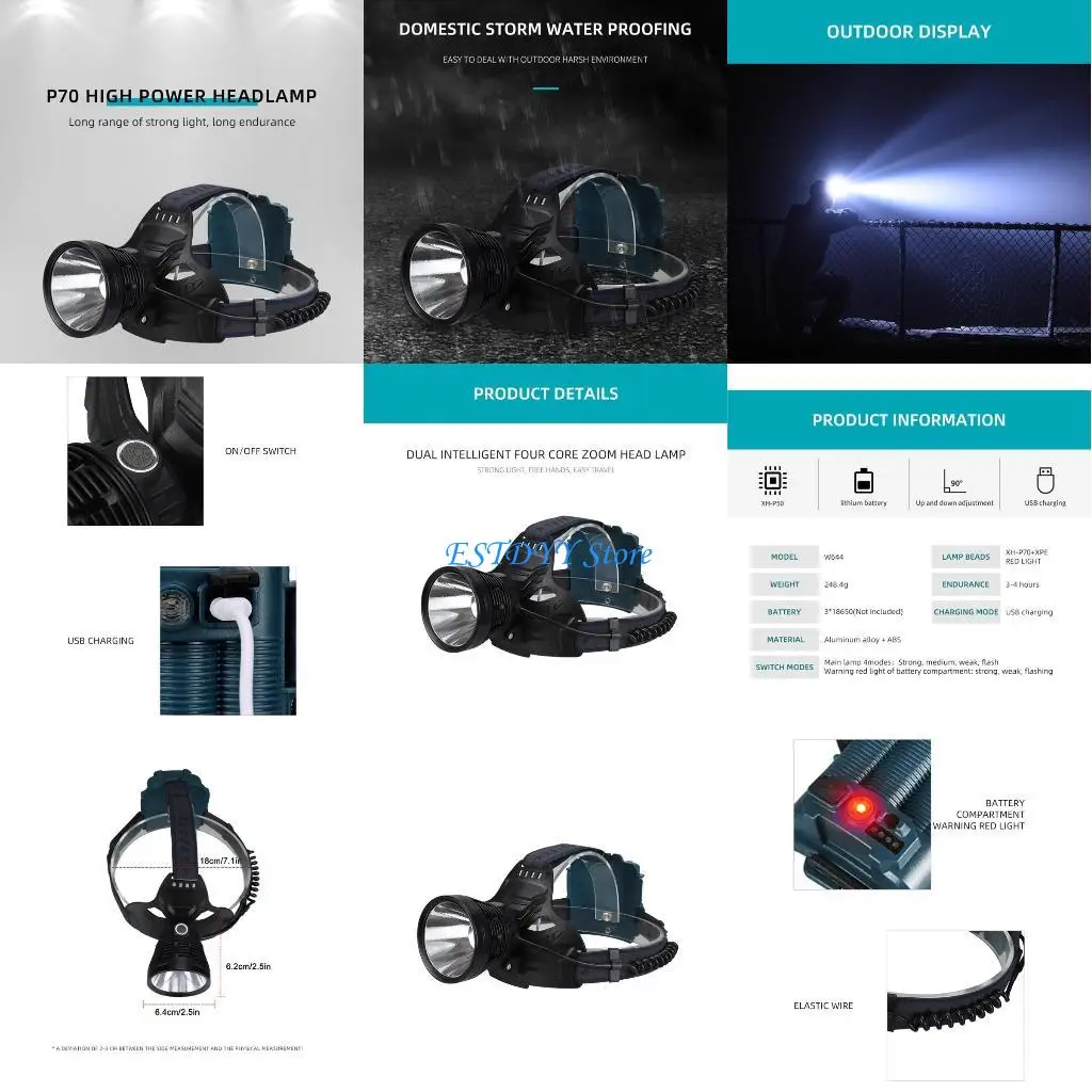 G6DE LED Headlamp USB Rechargeable 10000 Headlamps for Adults for Head Flashlight with 4 Light Modes Waterproof Headli
G6DE LED Headlamp USB Rechargeable 10000 Headlamps for Adults for Head Flashlight with 4 Light Modes Waterproof Headli