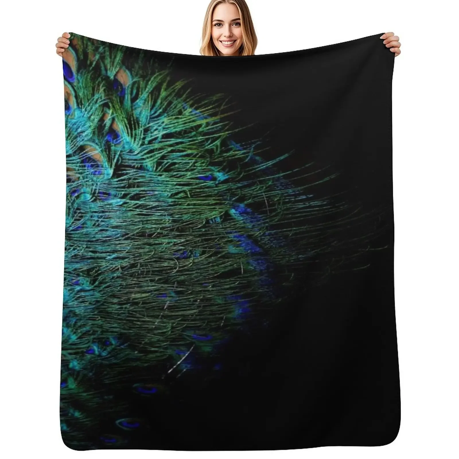 Peacock feathers on a black background Throw Blanket Blankets For Bed Hairys Custom Vintage Blanket
Peacock feathers on a black background Throw Blanket Blankets For Bed Hairys Custom Vintage Blanket