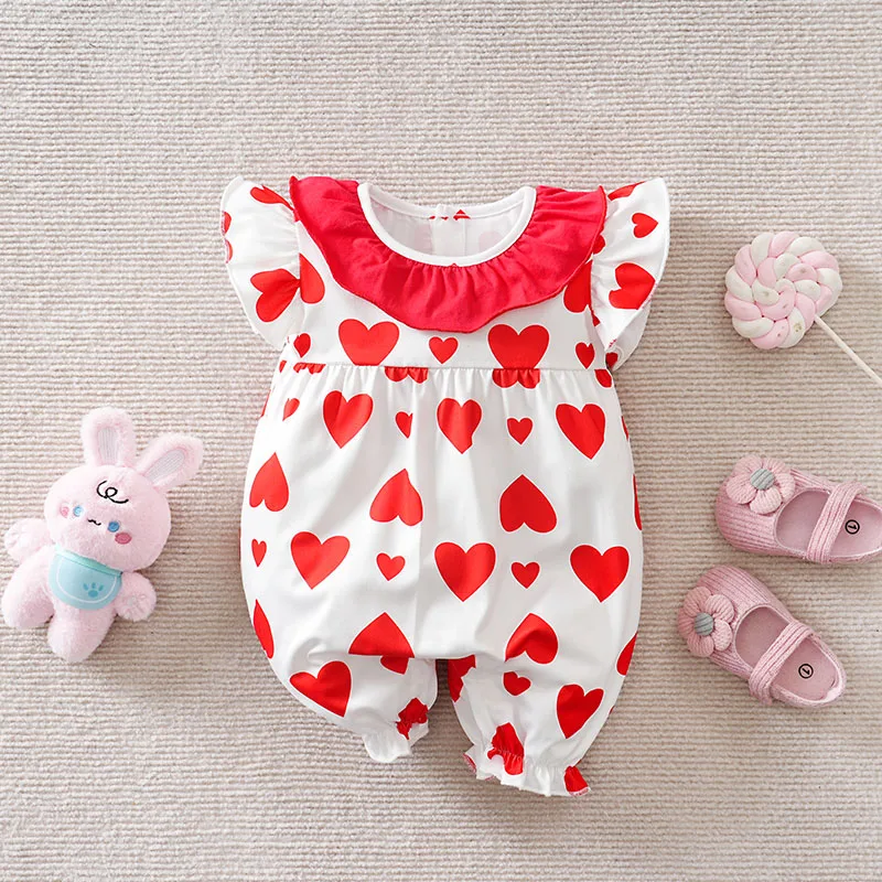 Newborn Baby Girls Summer Cute Valentine Heart Ruffle Collar Casual Jumpsuit for 0-18M
Newborn Baby Girls Summer Cute Valentine Heart Ruffle Collar Casual Jumpsuit for 0-18M