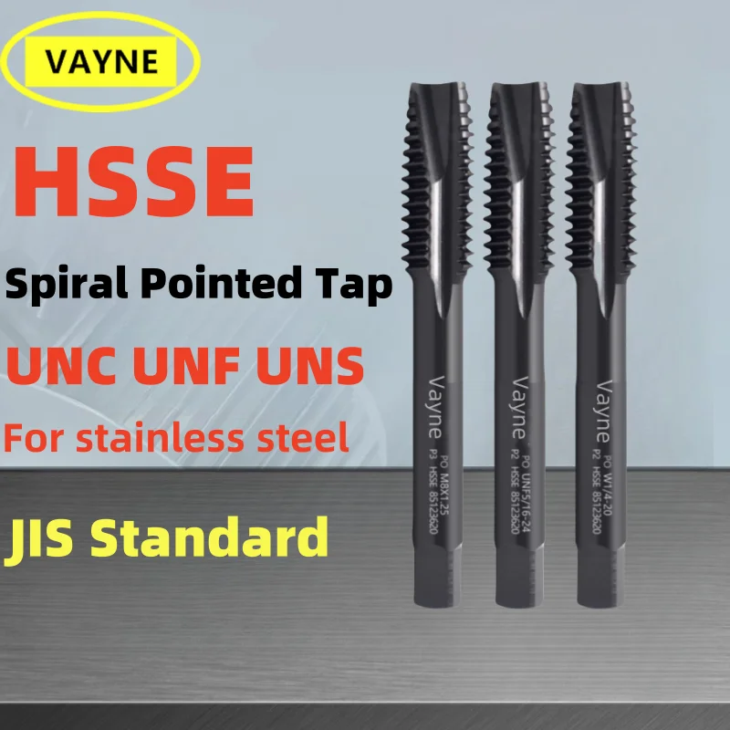 HSSE With OXIDATION Spiral Pointed Tap UNC UNF 1-64 2-56 4-40 6-32 10-24 12-24 1/4 5/16 3/8 7/16 1/2Machine Screw Thread Taps
HSSE With OXIDATION Spiral Pointed Tap UNC UNF 1-64 2-56 4-40 6-32 10-24 12-24 1/4 5/16 3/8 7/16 1/2Machine Screw Thread Taps