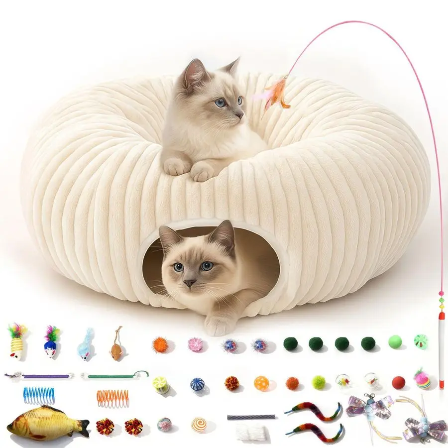 Tunnel Bed with 40 Cat Toys, Collapsible Play Tunnel for Indoor Cats, Cat Tube for Kitten Puppy
Tunnel Bed with 40 Cat Toys, Collapsible Play Tunnel for Indoor Cats, Cat Tube for Kitten Puppy