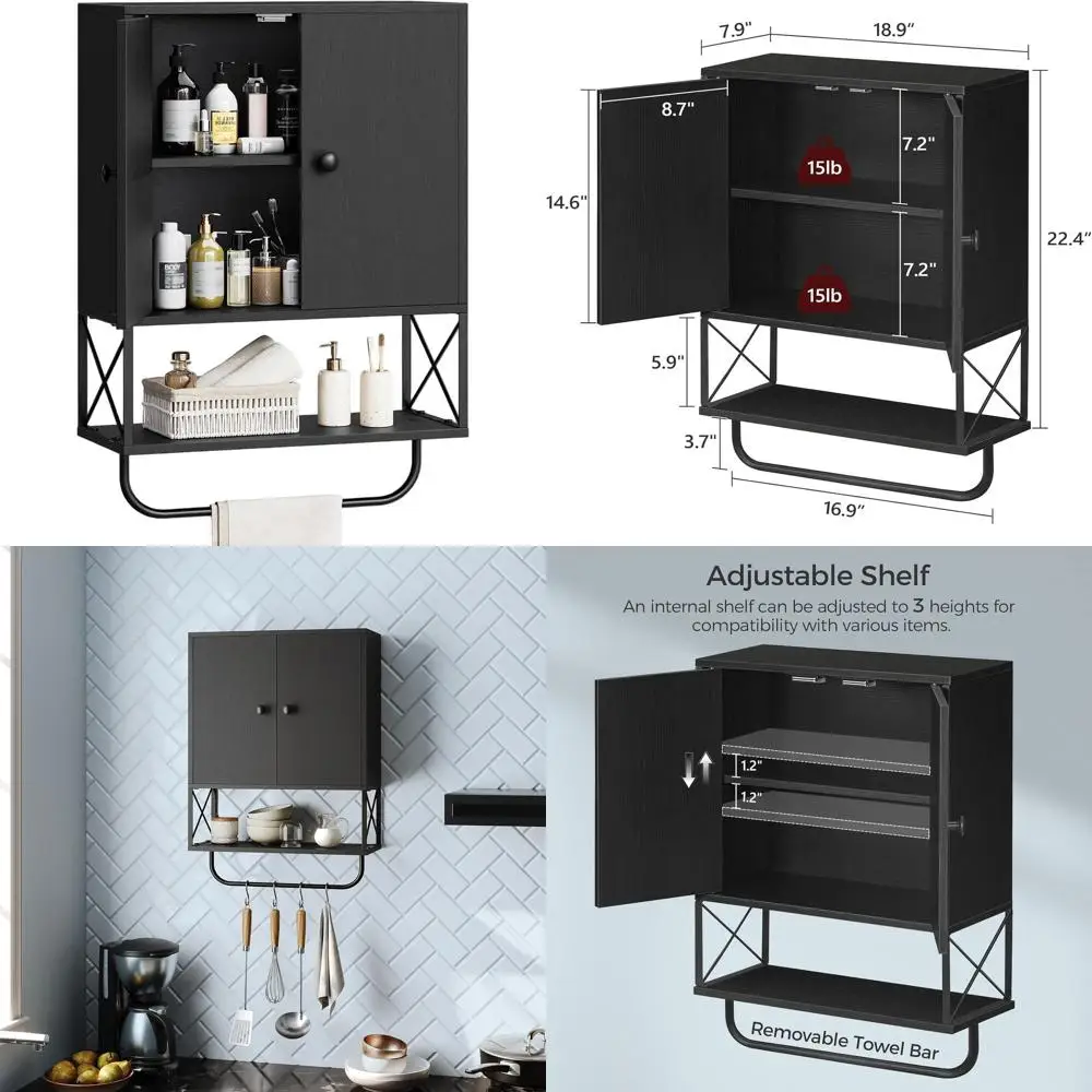 18,9 2-дверный настенный шкаф в стиле фермерского дома с регулируемой полкой и вешалкой для полотенец для хранения в ванной комнате
18,9 2-дверный настенный шкаф в стиле фермерского дома с регулируемой полкой и вешалкой для полотенец для хранения в ванной комнате