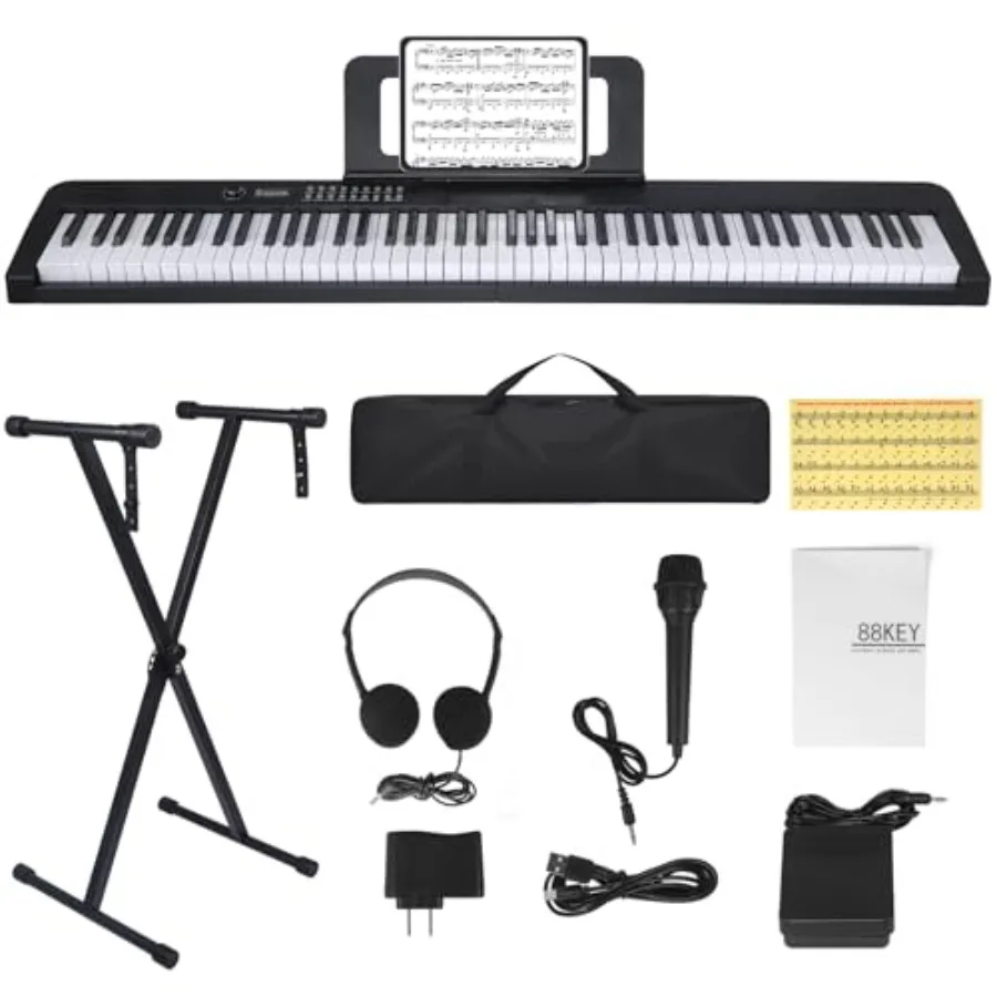 88 Key Piano Keyboard, Electric Digital Piano with Semi Weighted Keys, Keyboard Piano with Sustain Pedal, Power Supply, Stand,
88 Key Piano Keyboard, Electric Digital Piano with Semi Weighted Keys, Keyboard Piano with Sustain Pedal, Power Supply, Stand,