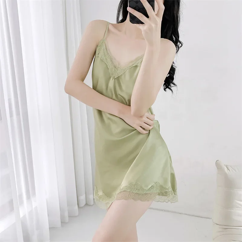 Female Sleepwear Summer Bathrobe Sexy Satin Lingerie Suspender Nightdress Lace Kimono Robe Gown Suit Strap Nightgown
Female Sleepwear Summer Bathrobe Sexy Satin Lingerie Suspender Nightdress Lace Kimono Robe Gown Suit Strap Nightgown