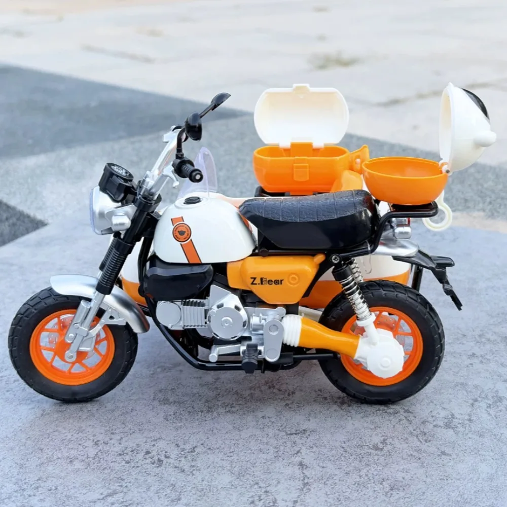 Scale 1:8 Cartoon Bear Three-wheeled Sidecar Motorcycle Model Toy Car Replaceable Rearview Mirror Motorbikes Interactive Toys
Scale 1:8 Cartoon Bear Three-wheeled Sidecar Motorcycle Model Toy Car Replaceable Rearview Mirror Motorbikes Interactive Toys