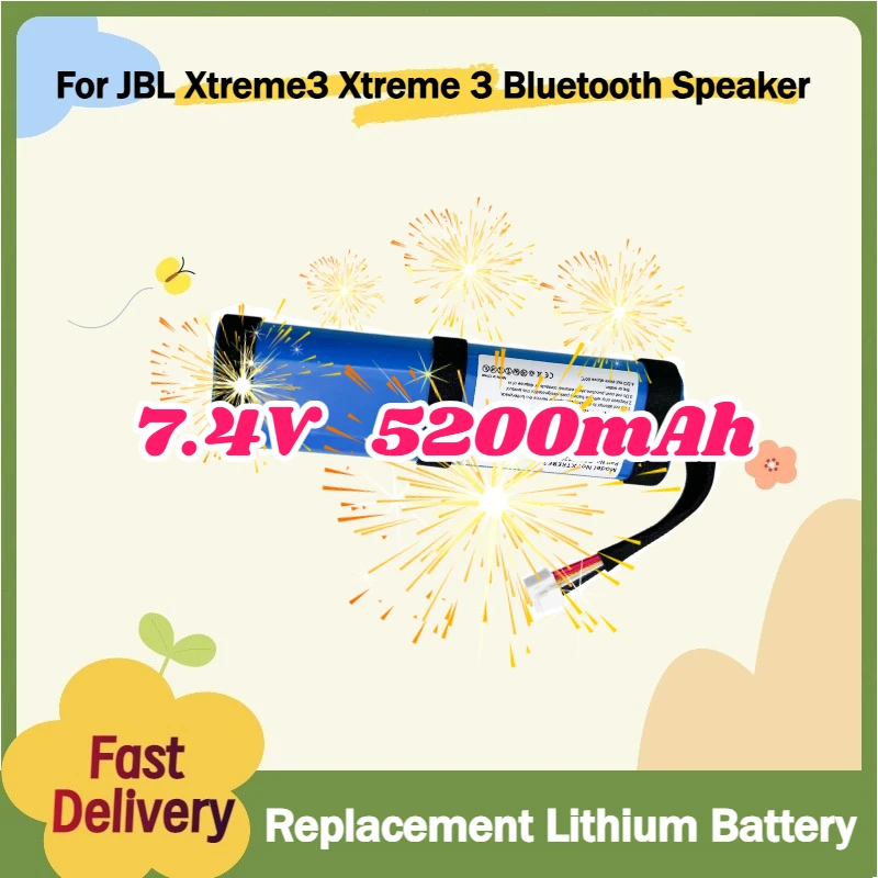 7.4V 5200mAh Bluetooth Speaker Batteries For JBL Xtreme3 Xtreme 3 Replacement Battery Acumulator 6wire Plug
7.4V 5200mAh Bluetooth Speaker Batteries For JBL Xtreme3 Xtreme 3 Replacement Battery Acumulator 6wire Plug