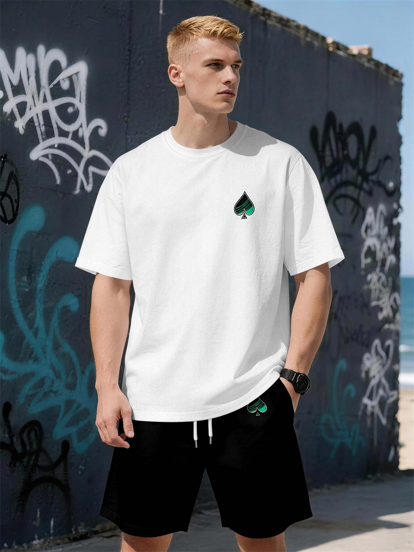2026 Summer New Men's Short-Sleeved Set with 3D Poker Pattern Print - Fashionable Street Style Comfortable Lightweight Soft
2026 Summer New Men's Short-Sleeved Set with 3D Poker Pattern Print - Fashionable Street Style Comfortable Lightweight Soft