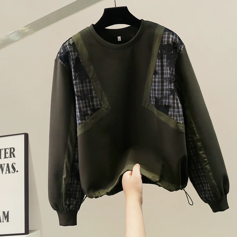 Korean Sle round Ne Dstring Sweatirt Heavy Embellied Loose Long Sve Faionable Casual Comfortable Top
Korean Sle round Ne Dstring Sweatirt Heavy Embellied Loose Long Sve Faionable Casual Comfortable Top