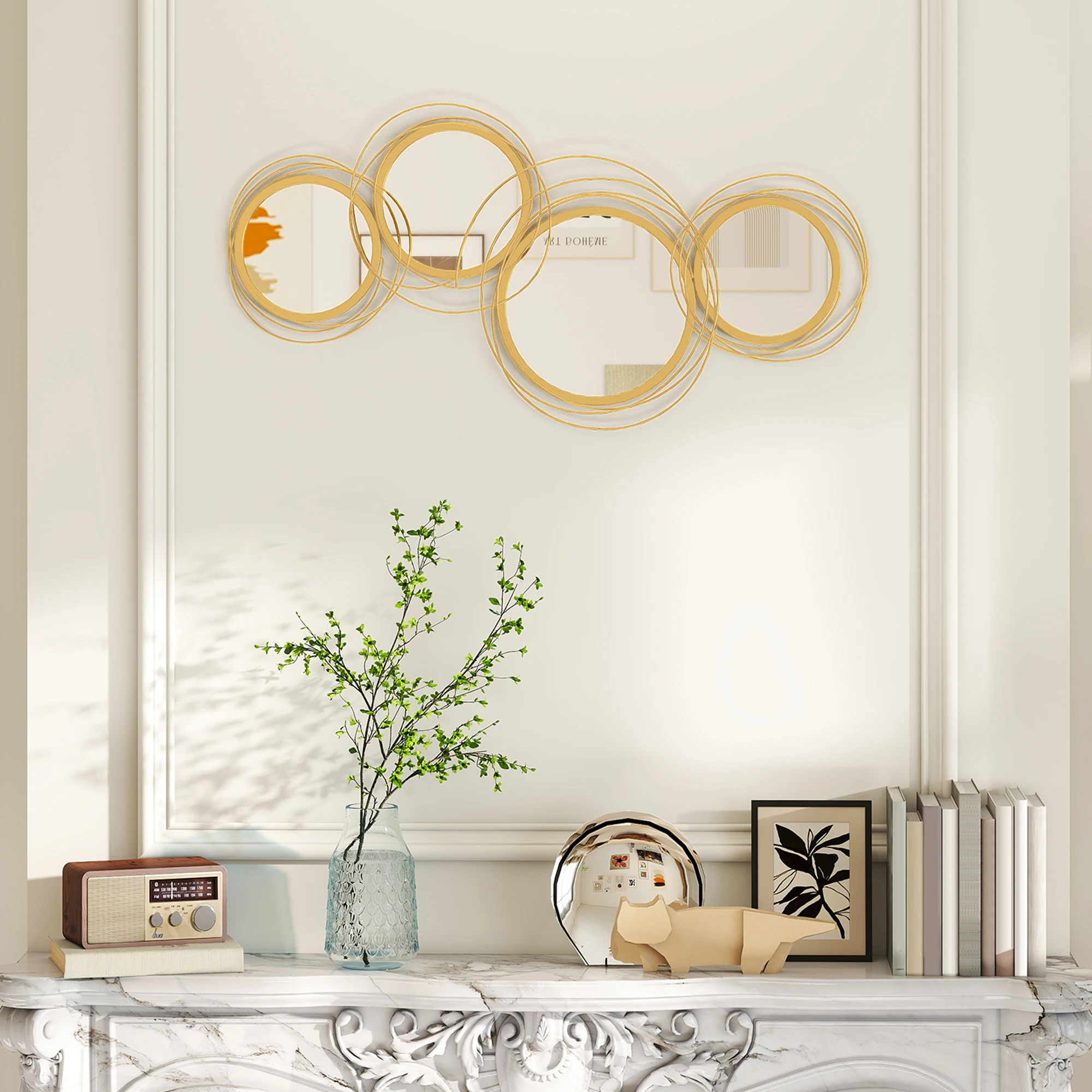 Large Round Wall Mirror 42 Inch Asymmetrical Metal Frame Bohemian Style Decorative Mirror for Living Room Bedroom Wall Mounted
Large Round Wall Mirror 42 Inch Asymmetrical Metal Frame Bohemian Style Decorative Mirror for Living Room Bedroom Wall Mounted